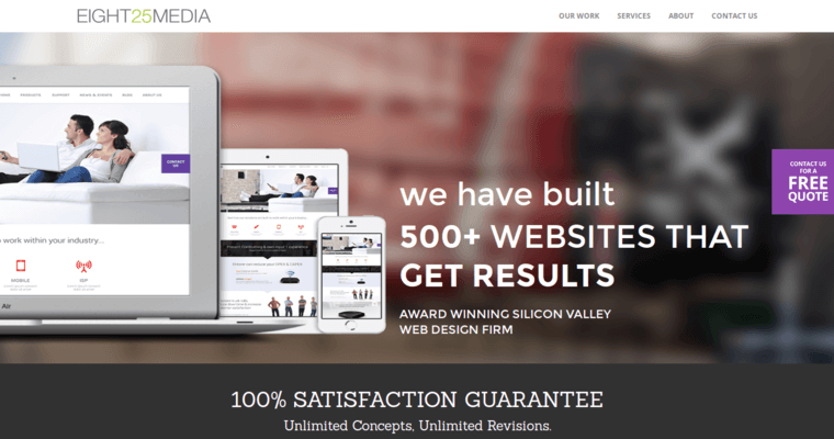 Home Page of Top Web Design Firms in California: EIGHT25MEDIA